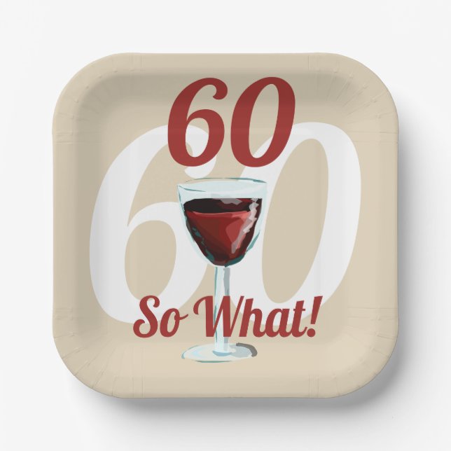 Assiettes En Carton 60 Alors quel drôle vin rouge 60e anniversaire (Recto)