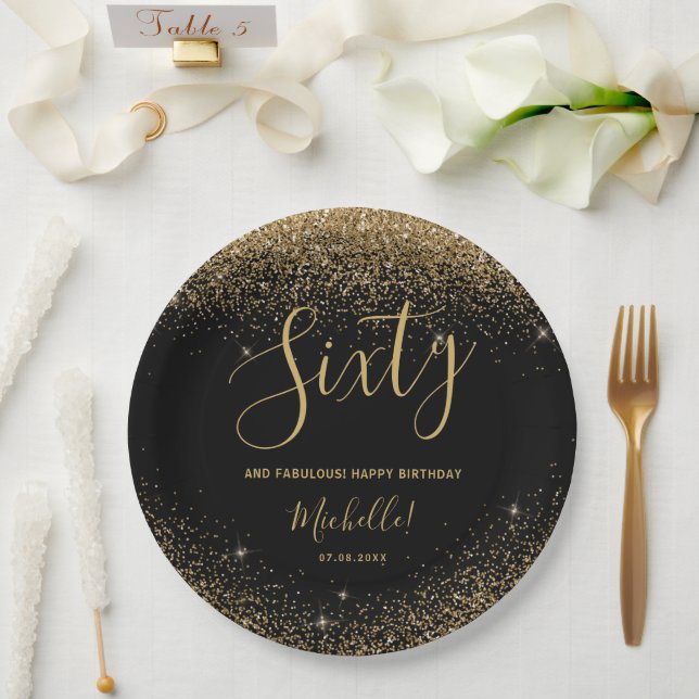 Assiettes En Carton 60 Et Fabuleuse Soirée D'Anniversaire En Or Noir (Mariage)