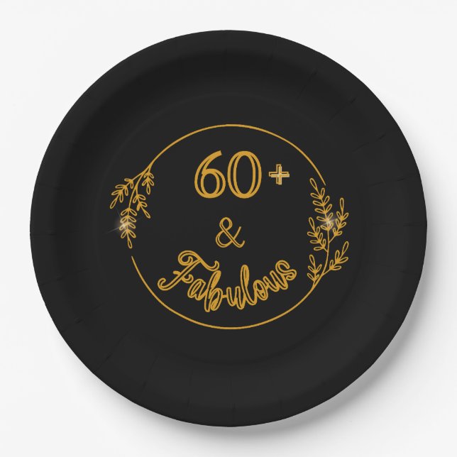 Assiettes En Carton 60 et fabuleux Black and Gold (Devant)