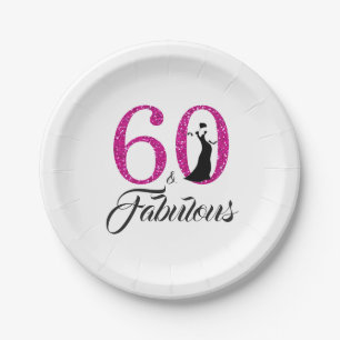 Assiettes En Carton 60 Fabuleux Hot Pink Parties scintillant 60e fête