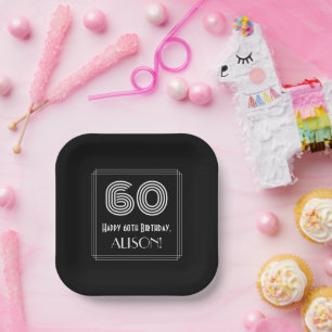 Assiettes En Carton 60e anniversaire — Art Déco Inspiré Look "60" 