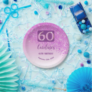 Assiettes En Carton 60e anniversaire Chic Falling Parties scintillant