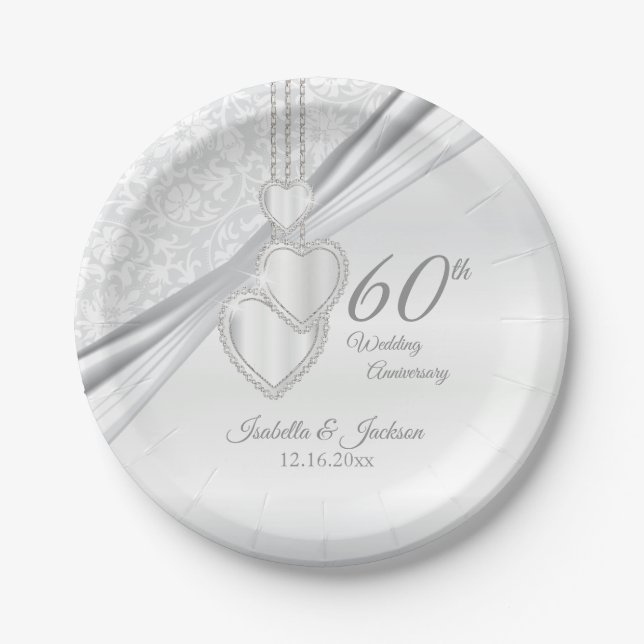 Assiettes En Carton 60e anniversaire du Mariage Diamond (Devant)