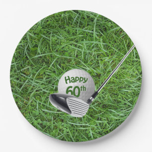 Assiettes En Carton 60e anniversaire Golf Ball and Club Papier Plate