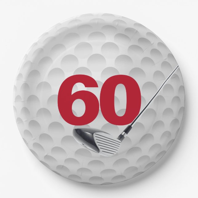 Assiettes En Carton 60e anniversaire Golf Ball Design Plaque en papier (Devant)