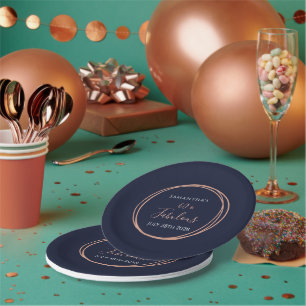 Assiettes En Carton 60e anniversaire Marine Rose Gold Party