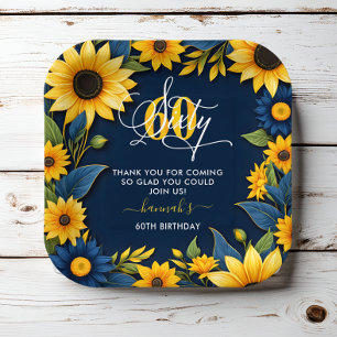 Assiettes En Carton 60e anniversaire Merci de tournesol
