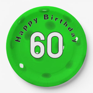 Assiettes En Carton 60e anniversaire Neon Green Pickleball
