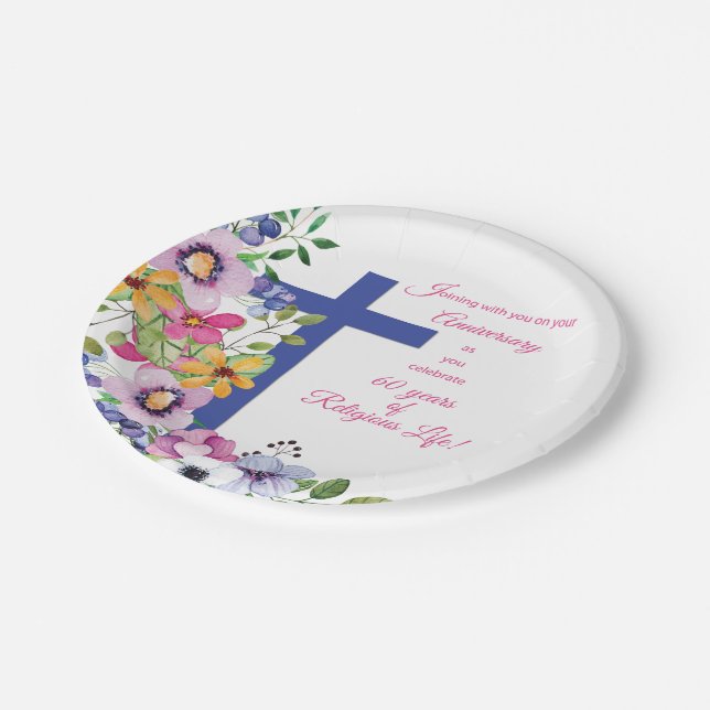 Assiettes En Carton 60e Anniversaire, Nun, Religious Life Cross (Angle)