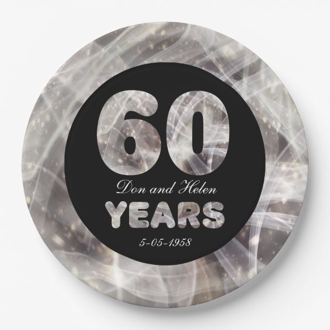 Assiettes En Carton 60ème anniversaire de la fête des Mariages du diam (Devant)