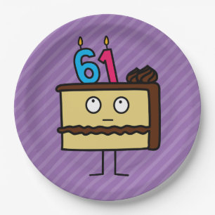 Assiettes En Carton 61e anniversaire Gâteau aux bougies
