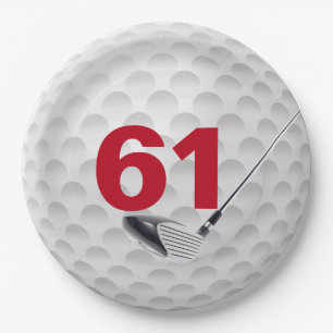 Assiettes En Carton 61e anniversaire Golf Ball Design
