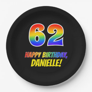 Assiettes En Carton 62e anniversaire : Bold, Fun, Simple, Rainbow 62