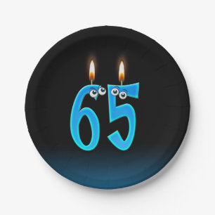 Assiettes En Carton 65e anniversaire avec des numéros de bougies éclai