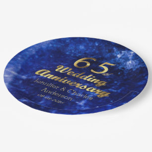 Assiettes En Carton 65e Sapphire Mariage Anniversaire de la typographi