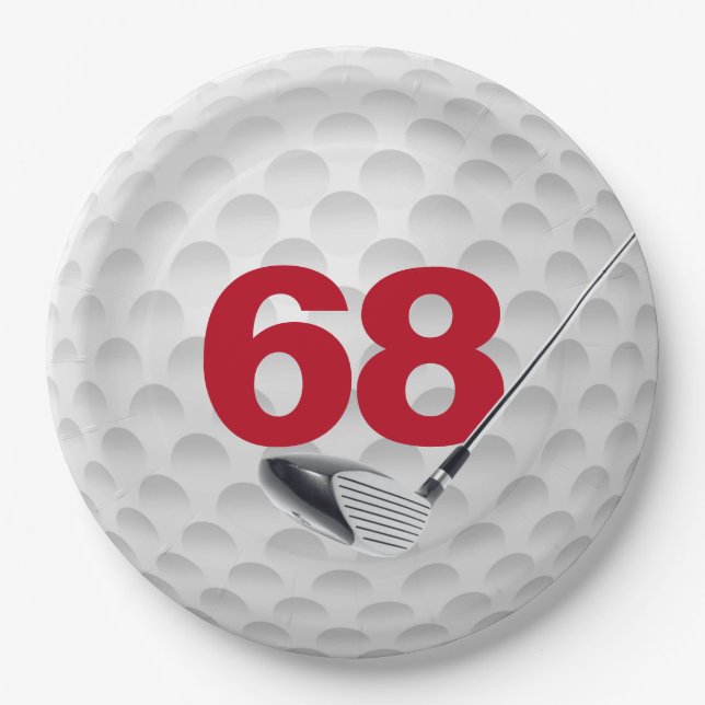 Assiettes En Carton 68e anniversaire Golf Ball Design Plaque en papier (Devant)