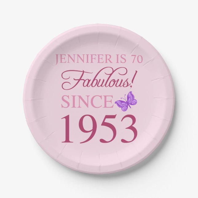 Assiettes En Carton 70e anniversaire 1953 pour les femmes (Devant)