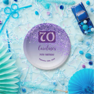 Assiettes En Carton 70e anniversaire Chic Falling Purple Parties scint
