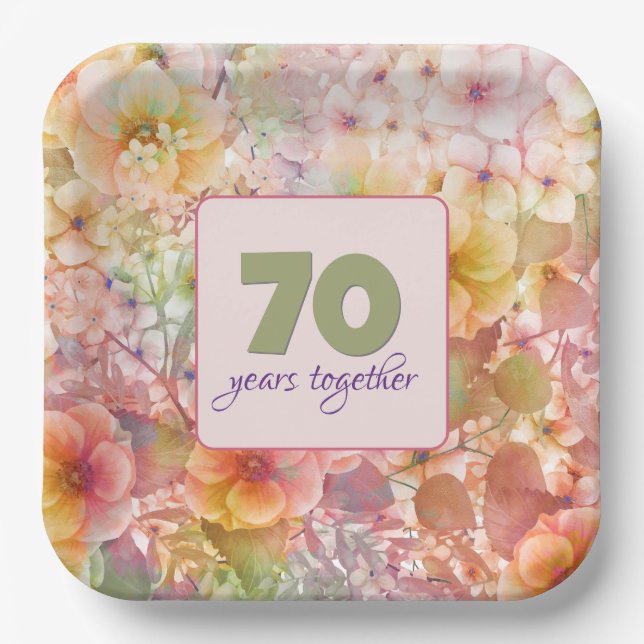 Assiettes En Carton 70e anniversaire Cosmos Floral Design (Recto)