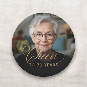 Assiettes En Carton 70e anniversaire de fête Photo Gold Script Cheers