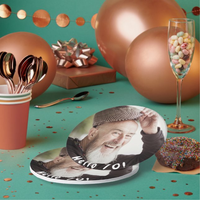 Assiettes En Carton 70e anniversaire photo bonjour 70 hommes (Multi)