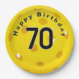 Assiettes En Carton 70e anniversaire Pickleball Jaune