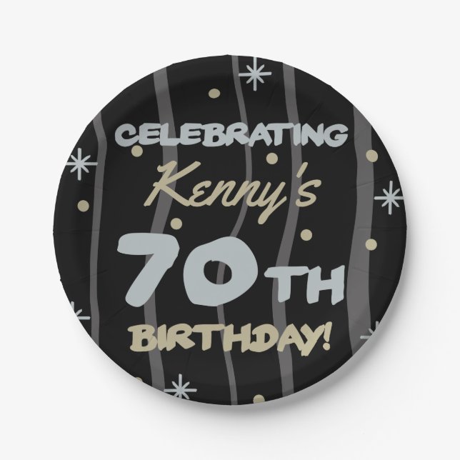 Assiettes En Carton 70th Birthday Party Ajouter votre nom (Devant)