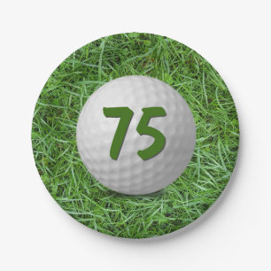 Assiettes En Carton 75e anniversaire Golf Ball on Grass Papier Plaque