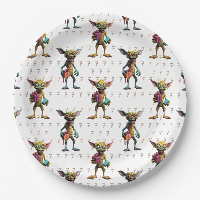 Assiettes En Carton 7 Anniversaire Monster Gremlin (Devant)