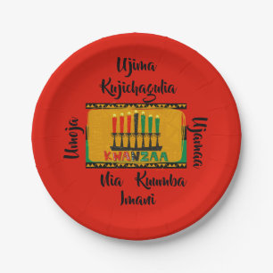 Assiettes En Carton 7 Principes des bougies Kwanzaa 7"