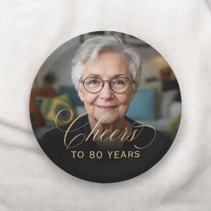 Assiettes En Carton 80e anniversaire de la fête Photo Gold Script Chee