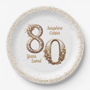 Assiettes En Carton 80e anniversaire Elegant Party