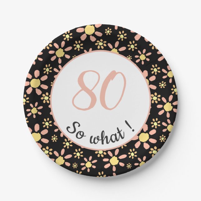 Assiettes En Carton 80e anniversaire Funny 80 alors quelle motivation (Devant)