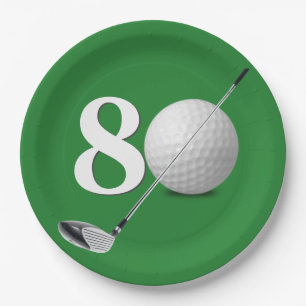 Assiettes En Carton 80e Anniversaire Golf Ball And Club