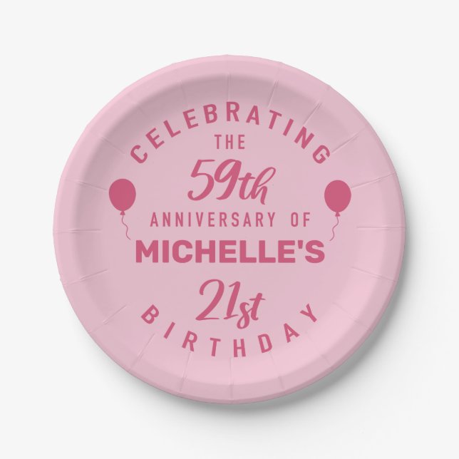 Assiettes En Carton 80e anniversaire mignon Personnalisé (Devant)
