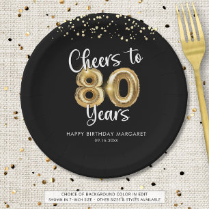Assiettes En Carton 80e anniversaire Soeurs à 80 ans Black Gold