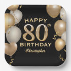 80e fête d'anniversaire Ballons noirs et or