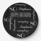 80e fête d'anniversaire répétée Noms noir blanc