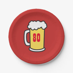 Assiettes En Carton 80ème jalon Anniversaire Fête Plaques de bière