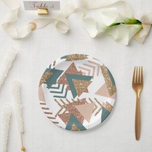 Assiettes En Carton 80s rétro Abstrait   les années 70 Palette Vert et