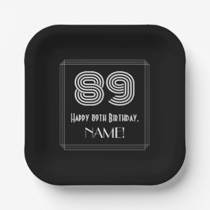 Assiettes En Carton 89e anniversaire — Art Déco Inspiré Look "89" + No