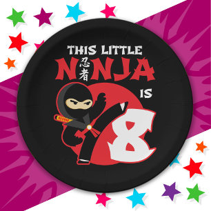 Assiettes En Carton 8e anniversaire 8 ans Enfants Party Little Ninja 8