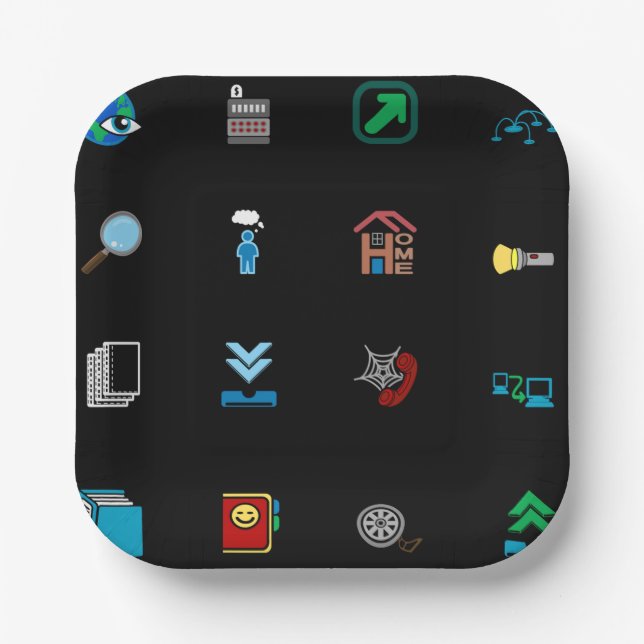 Assiettes En Carton 90s Retro Tech and Web Icon Pattern (Recto)