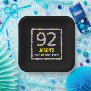 Assiettes En Carton 92e anniversaire : Floral Flowers Numéro, Nom pers