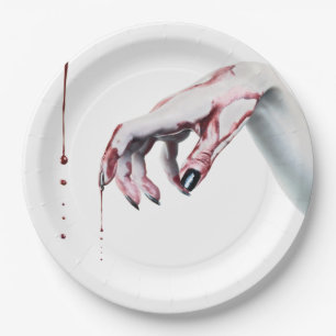 Assiettes En Carton 9" Papier rond Plaque zombie goutte de sang vampir