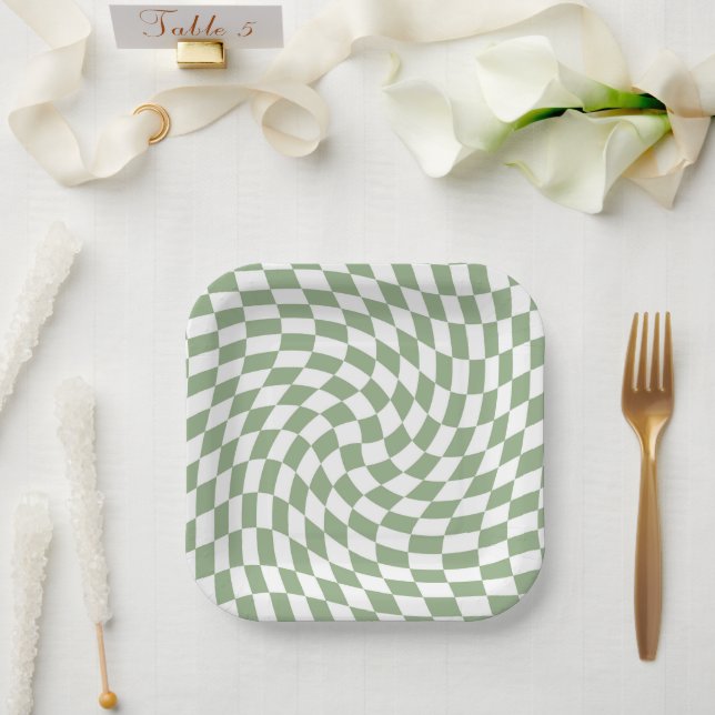 Assiettes En Carton À damiers de vérification de la collection de Mari (Mariage)
