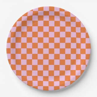 Assiettes En Carton À damiers orange