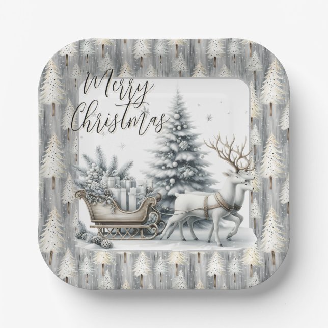 Assiettes En Carton A Journey Through Winter Pines (Recto)