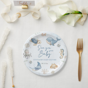 Assiettes En Carton À la mer bientôt Baby Shower