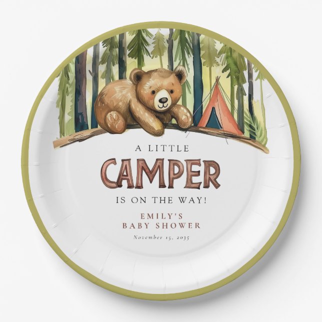 Assiettes En Carton A Little Camper Forest Baby Shower (Devant)